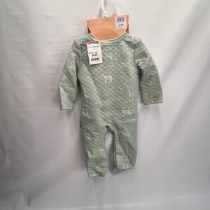 Sterling Baby Quilted Footed Sleepers 3M 6-9M Grey Cream Green 3-Pack